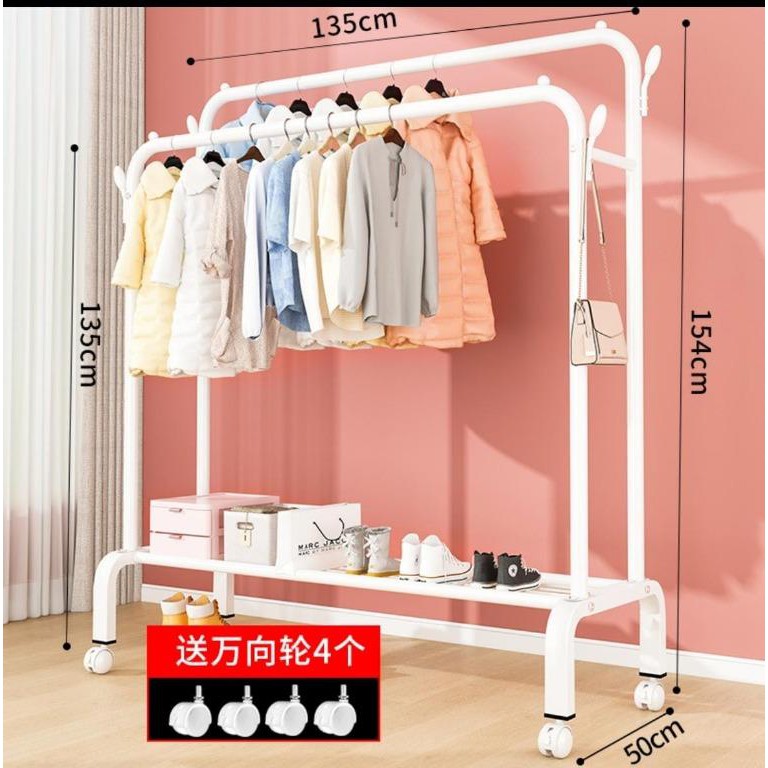 Share: 0 Double-pole Stainless Steel Clothes Rack household bedroom ...
